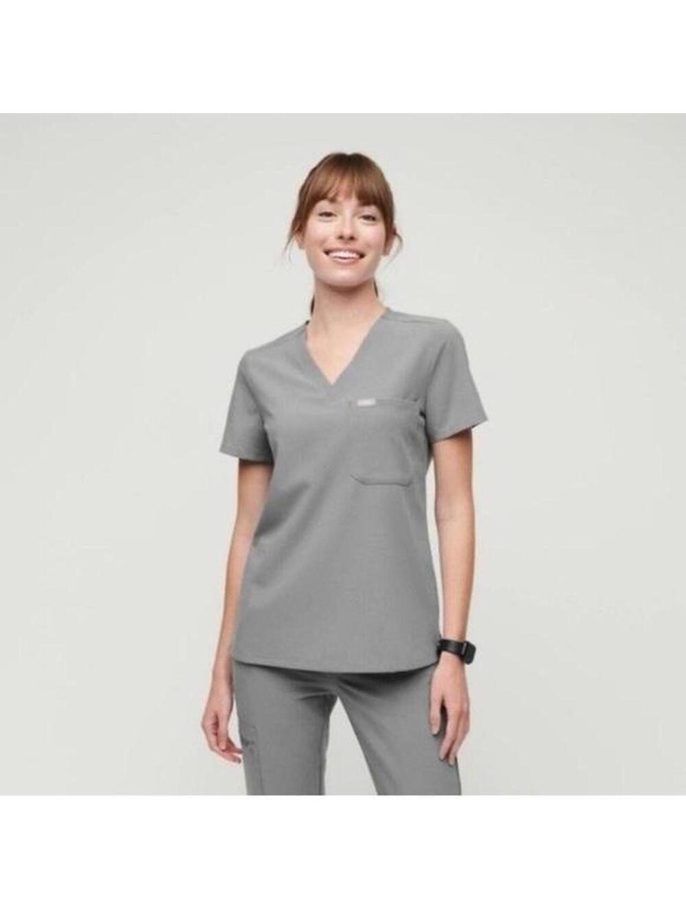 FIGS One Pocket Catarina Scrub Top Space Grey Size Small